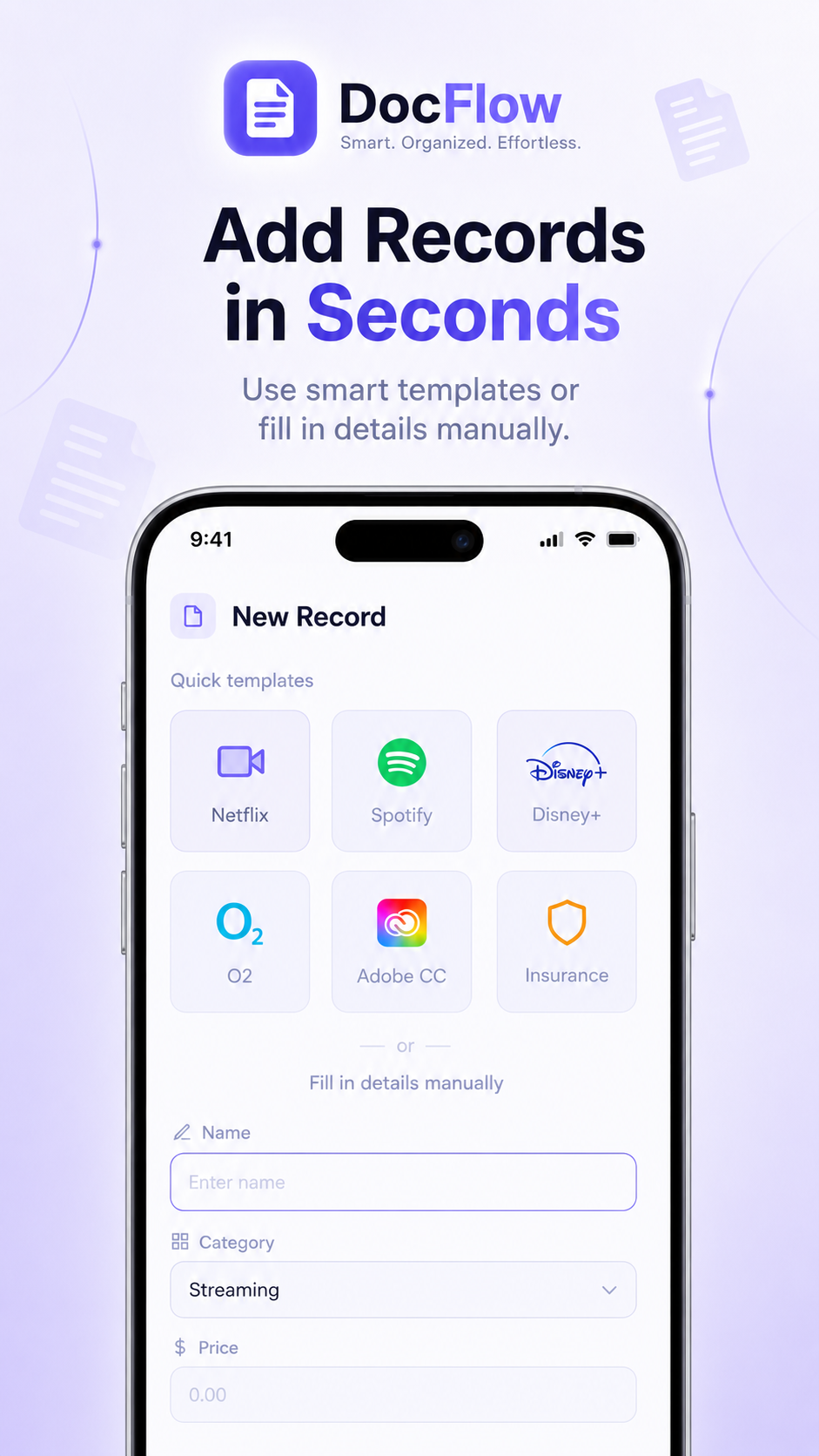 DocFlow add new record with smart templates
