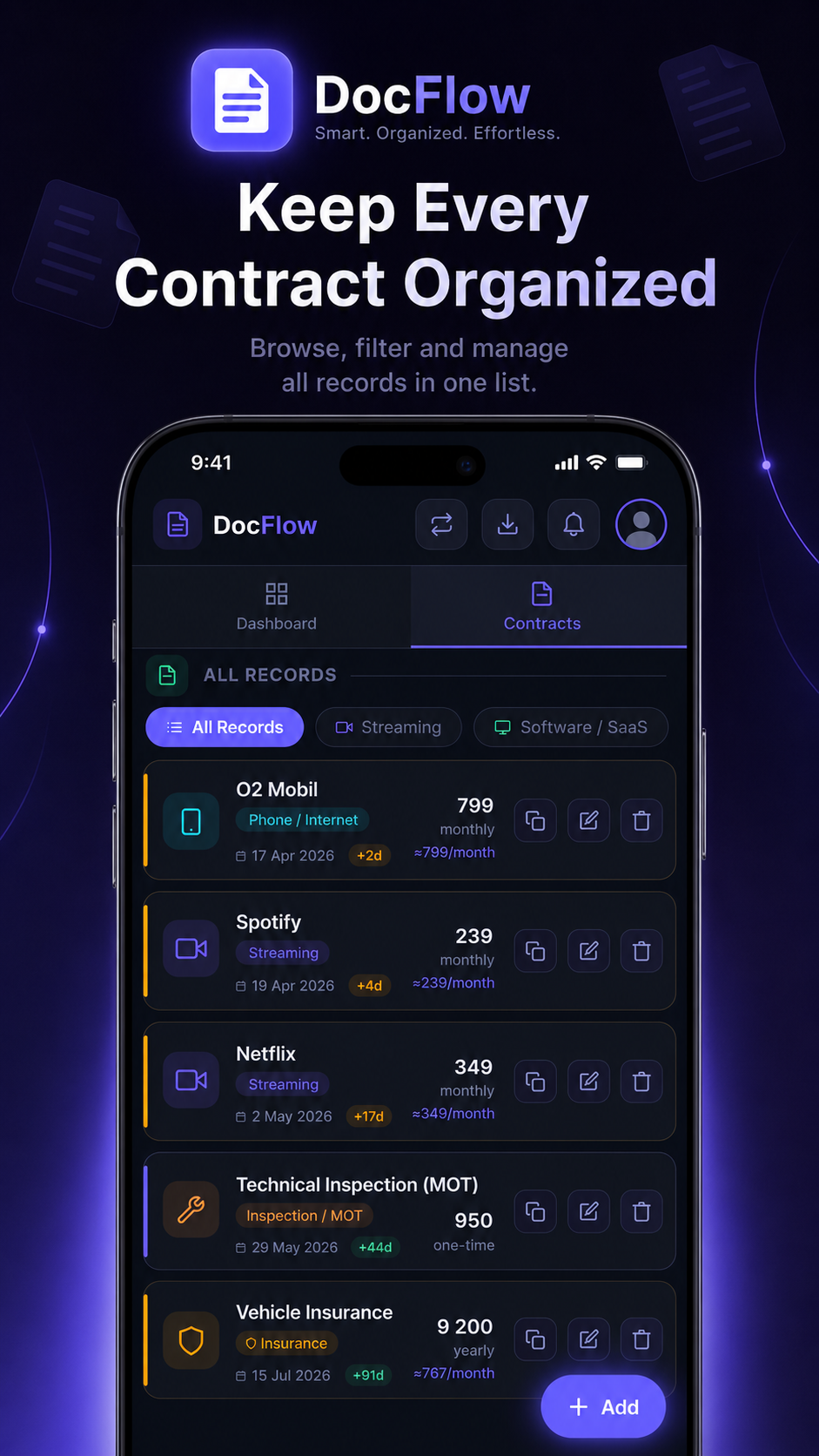 DocFlow contract list